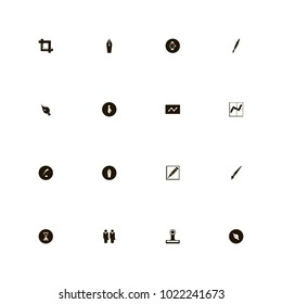 icon set Business with schedule, time, brush and pen