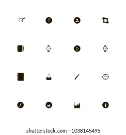 icon set Business with square, clip, exercise book and watch