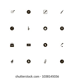 icon set Business with square, graph, pen and drawing
