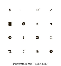 icon set Business with square, pruning, drawing tools and watch