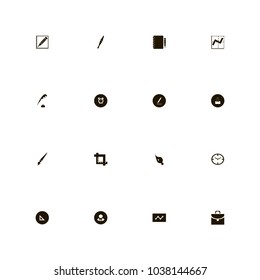 icon set Business with statistics, drawing, graphic and notebook and pencil