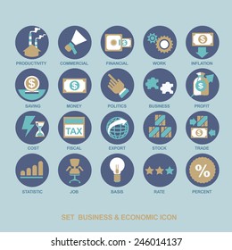 Icon set business strategy and business plan