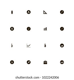 icon set Business with suitcase, drawing tools, graph and clip