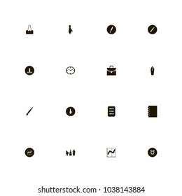 icon set Business with watch, paper clip, notebook and male