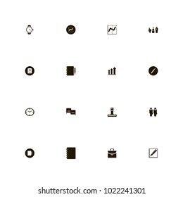 icon set Business with watch, statistics, graphic and mixer