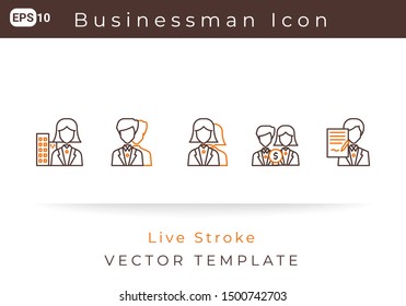 Icon Set Businessman and Businesswoman For Website, Infographic Element. Vector Illustration