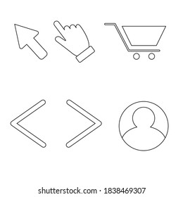 conjunto de iconos para la tienda online de botones, sitio web de iconos vectoriales