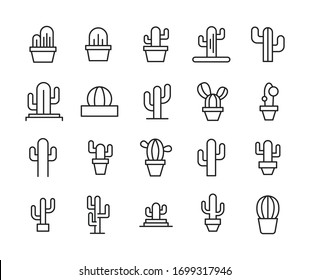 Icon set of cactus. Editable vector pictograms isolated on a white background. Trendy outline symbols for mobile apps and website design. Premium pack of icons in trendy line style. svg