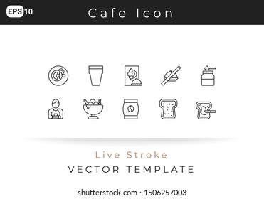 Icon Set Cafe For Website, Infographic Element. Vector Illustration