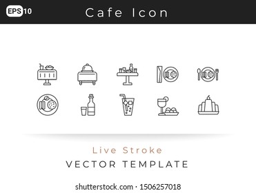 Icon Set Cafe For Website, Infographic Element. Vector Illustration
