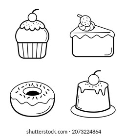 icon set of cake, sign or symbol cake isolated design.