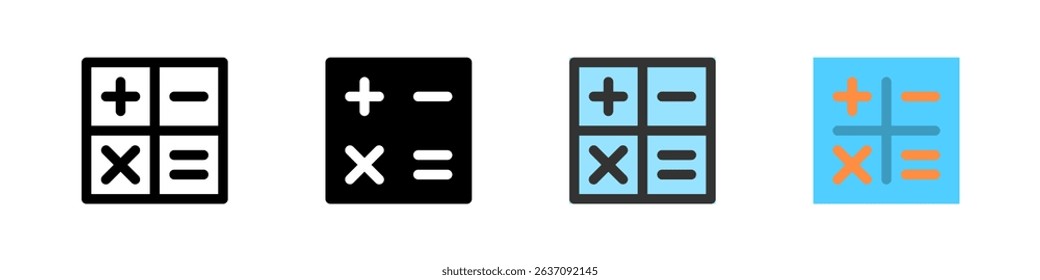 Icon set for calculator. Perfect for apps, finance tools, or education.