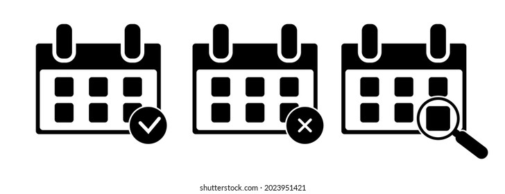 conjunto de iconos. ilustración de vector de comprobación de calendario, calendario y hora de calendario