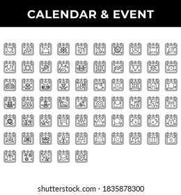 icon set calendar and event include love, islam, cloud, snow, firework, stethoscope, sun, new year, valentine, presidents, easter, mothers, day, memorial, fathers, tax, labor, halloween, veteran