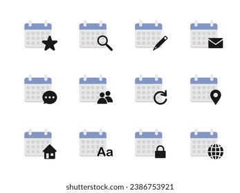 icon set of a calendar.  vector flat design