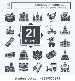 Icon Set Cambodia. related to Holiday symbol. glyph style. simple design editable. simple illustration