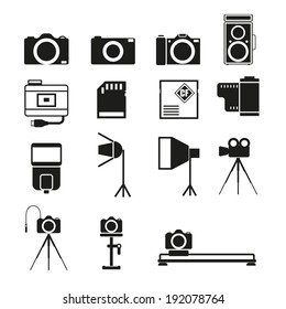 Icon Set of camera and equipment vector