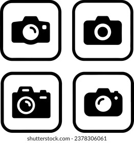Icon set of camera, photography. Simple thin line icons, flat vector illustrations. Isolated on white, transparent background