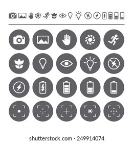 Icon set camera viewfinder display. Flat isolated icons 