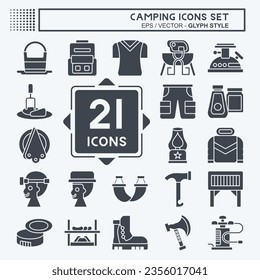 Icon Set Camping. related to Adventure symbol. glyph style. simple design editable. simple illustration