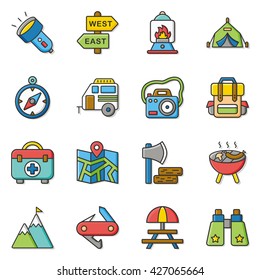 icon set camping vector