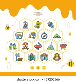 icon set camping vector