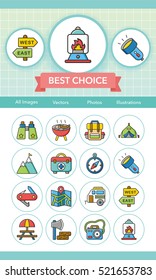 icon set camping vector