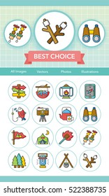 icon set camping vector