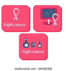 icon set for cancer fight in vector illustration