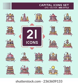 Icon Set Capital. related to Capital symbol. MBE style. simple design editable. simple illustration
