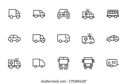 Icon set of car. Editable vector pictograms isolated on a white background. Trendy outline symbols for mobile apps and website design. Premium pack of icons in trendy line style.