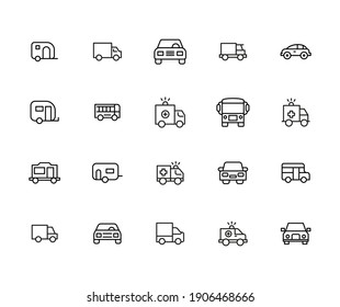 Juego de iconos del auto. Pictogramas vectoriales editables aislados en un fondo blanco. Símbolos de diseño para aplicaciones móviles y diseño de sitios web. Paquete premium de iconos en estilo de línea de moda.