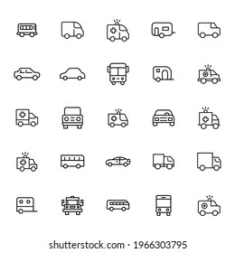 Icon set of car. Editable vector pictograms isolated on a white background. Trendy outline symbols for mobile apps and website design. Premium pack of icons in trendy line style.