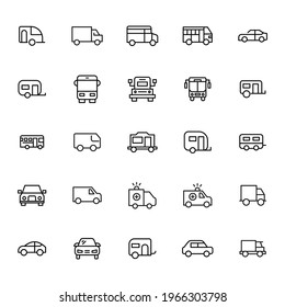 Icon set of car. Editable vector pictograms isolated on a white background. Trendy outline symbols for mobile apps and website design. Premium pack of icons in trendy line style.