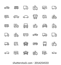 Icon set of car. Editable vector pictograms isolated on a white background. Trendy outline symbols for mobile apps and website design. Premium pack of icons in trendy line style.