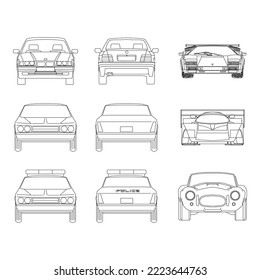 Icon set of car. Editable vector pictograms isolated on a white background