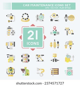 Icon Set Car Maintenance. related to Automotive symbol. flat style. simple design editable. simple illustration