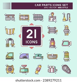 Icon Set Car Parts. related to Automotive symbol. MBE style. simple design editable. simple illustration