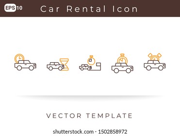 Icon Set Car Rental For Website, Infographic Element. Vector Illustration