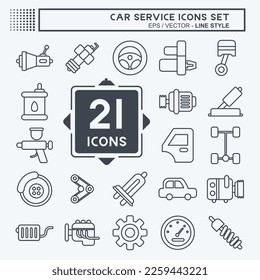 Icon Set Car Service. related to Car Service symbol. Line Style. repairin. engine. simple illustration