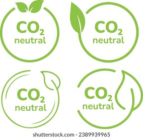 Icon set of carbon footprint, co2 neutral, free, emission reduced, net zero, global warming, greenhouse gas effect, ecology. Simple thin line icons, flat vector illustrations. Isolated on white, trans