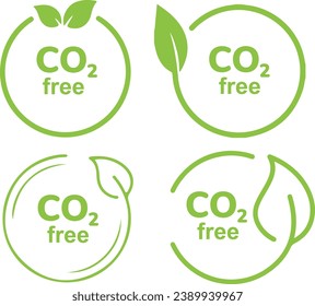 Icon set of carbon footprint, co2 neutral, free, emission reduced, net zero, global warming, greenhouse gas effect, ecology. Simple thin line icons, flat vector illustrations. Isolated on white, trans