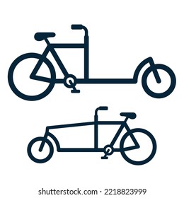 Icon set of cargo bike or delivery bicycle for business - vector illustration isolated on white background