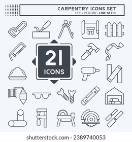 Icon Set Carpentry. related to building tool symbol. line style. simple design editable. simple illustration