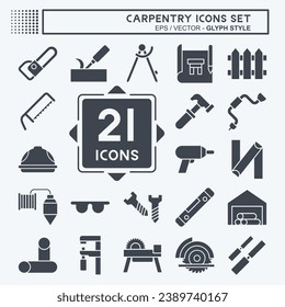 Icon Set Carpentry. related to building tool symbol. glyph style. simple design editable. simple illustration