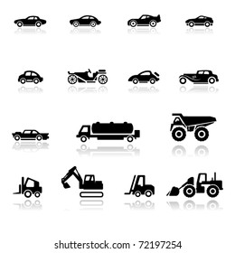 Icon set  Cars and Industrial Vehicles