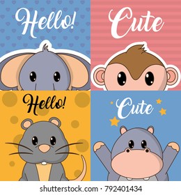 Icon set cartoons design