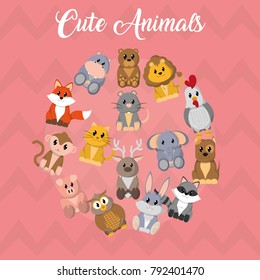Icon set cartoons design