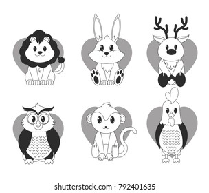 Icon set cartoons design