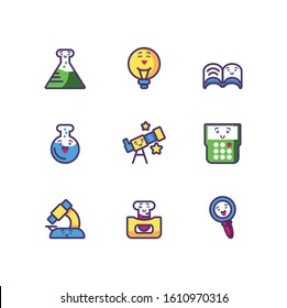 Icon set cartoons design, Kawaii school expression cute character funny and emoticon theme Vector illustration